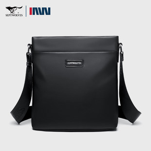 七匹狼斜挎包男士大容量单肩包商务通勤公文包牛津布中老年背包男