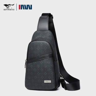 七匹狼休闲单肩包男士 轻便斜挎包大容量胸包通勤商务背包 2025新款