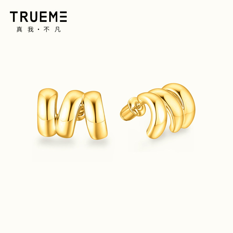 真我不凡S925纯银三环小耳钉简约精致耳饰女金色银色2025新款耳钉,饰品/流行首饰/时尚饰品新,耳钉,淘宝优惠券,粉丝福利购,淘宝优惠卷