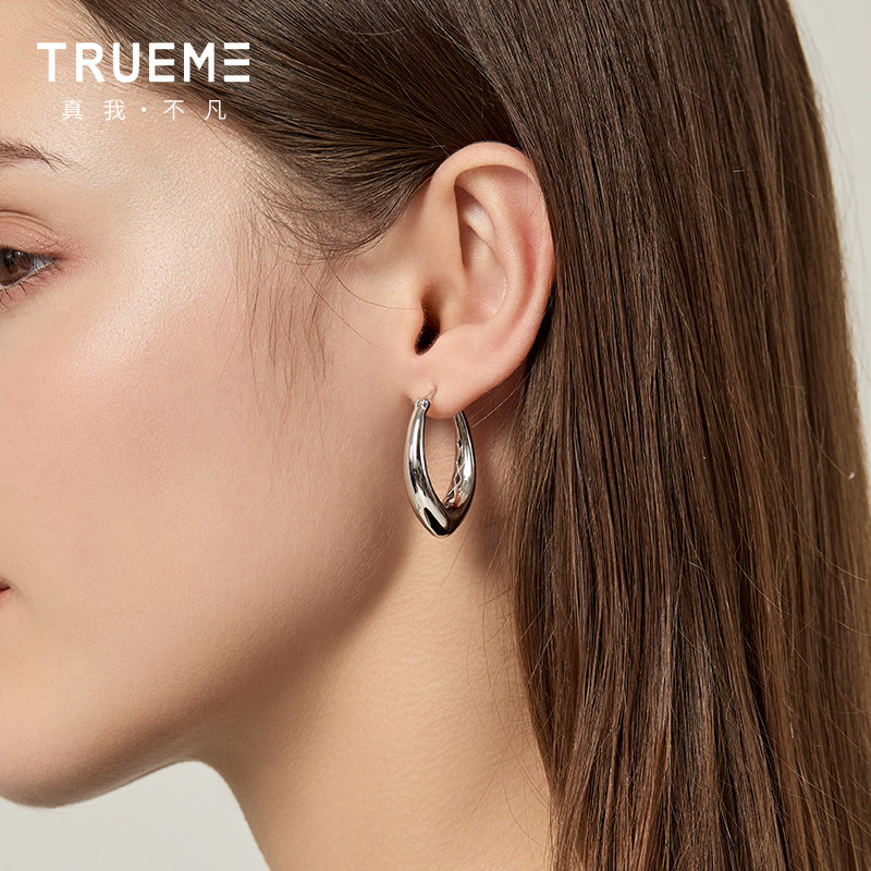 真我不凡S925银几何水滴耳圈女纯银耳圈重工气质百搭高级感耳饰女,饰品/流行首饰/时尚饰品新,耳环,淘宝优惠券,粉丝福利购,淘宝优惠卷