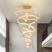 覆式 楼别墅挑空客厅大吊灯LOFT公寓中楼客厅灯轻奢满天星水晶吊灯