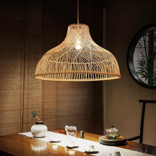 东南亚日式风格民宿田园火锅饭店手工禅意草帽鸟巢原生态藤艺吊灯
