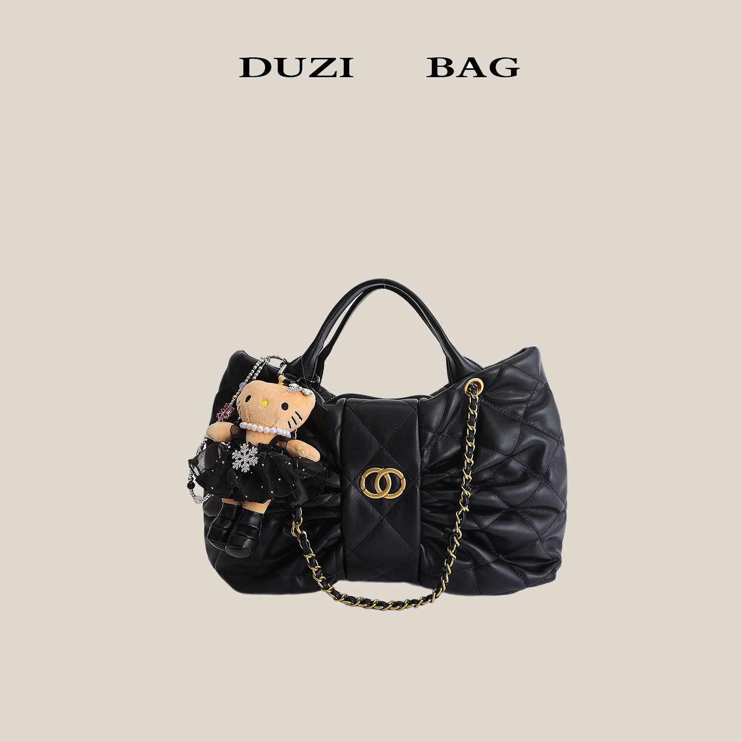 黑色菱格链条包女2026春季新款小众蝴蝶结设计高级感手提斜挎包,箱包皮具/热销女包/男包,通用款女包,淘宝优惠券,粉丝福利购,淘宝优惠卷