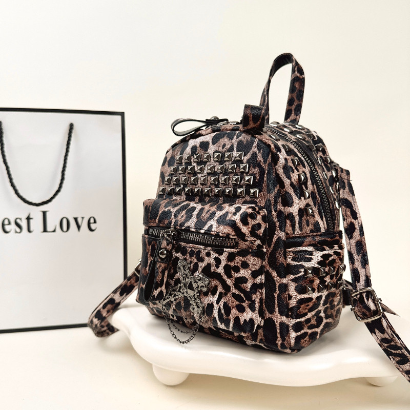 DUZI  甜酷Y2K辣妹豹纹小背包2024新款潮百搭时尚休闲外出双肩包