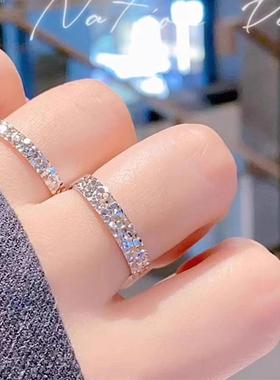 新款碎冰冰戒指碎碎冰三面爆闪ins小众轻奢高级感开口女款可调节