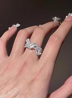 扭纽结戒指银色简约ins小众设计感开口可调节气质百搭食指戒指环