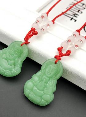 仿玉红绳观音佛保平安红绳吊坠项链男女情侣韩版时尚白玉红绳项链