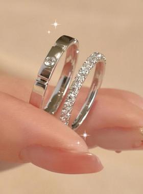 方糖男女情侣戒指男女一对素圈戒指ins小众设计感网红冷淡风指环