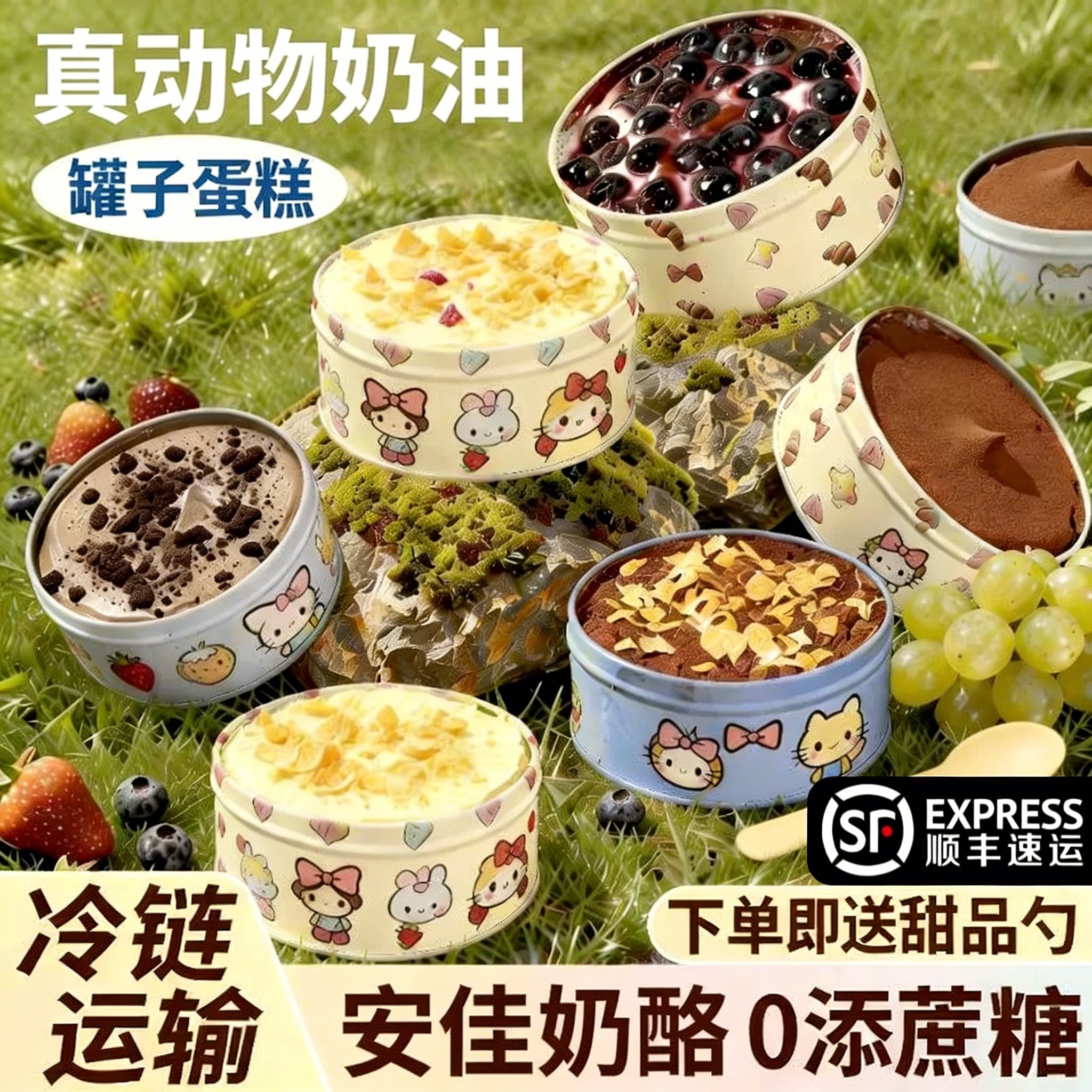 网红罐子蛋糕动物奶油非次日达奶油蓝莓罐子蛋糕官方旗舰店正品