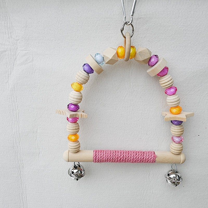 鹦鹉秋千鸟站架吊环麻绳啃咬实木磨爪棒玩具玄凤虎皮牡丹笼子用品