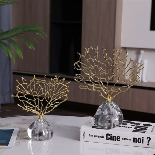 大理石金属发财树摆件高档客厅电视柜餐厅装饰品搬家乔迁新居礼品