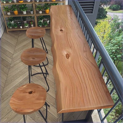 实木吧台桌家用阳台靠墙长条窄桌子商用酒吧台高脚桌定制桌椅组合