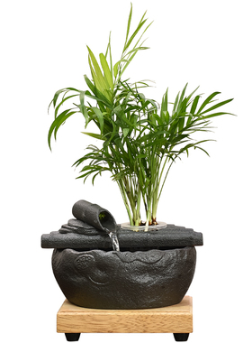 新中式陶瓷流水喷泉摆件创意办公室客厅桌面装饰茶室招财循环水景