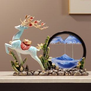 新中式一路高升流沙画摆件办公室客厅酒柜装饰品乔迁开业高档礼物