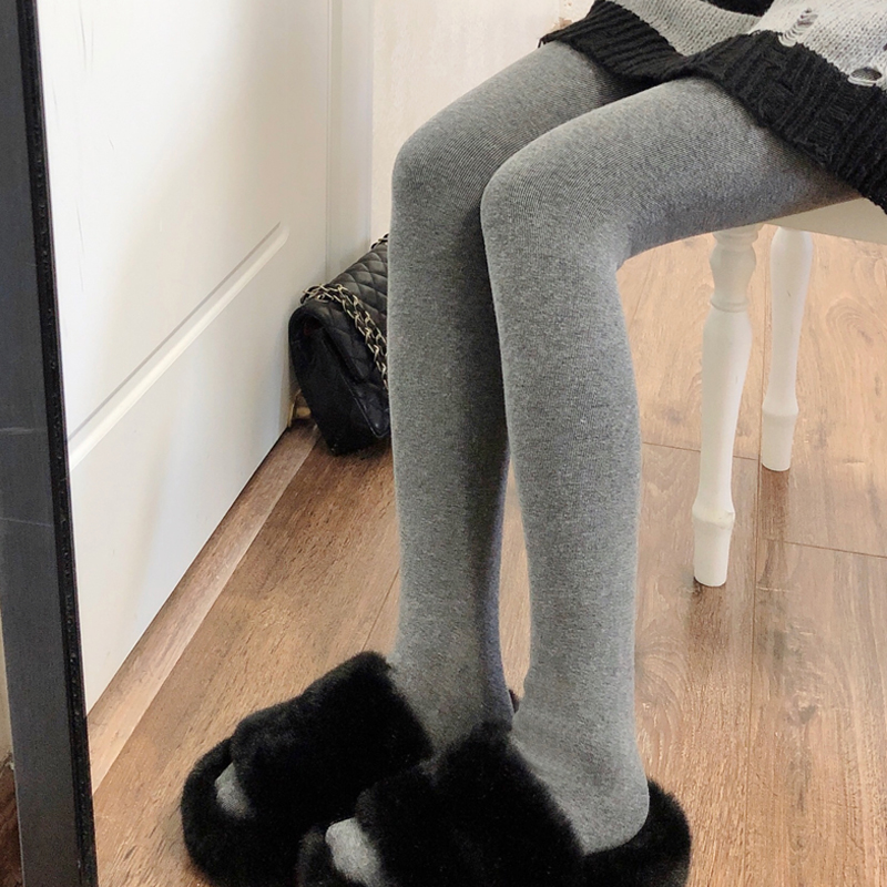 秋冬加绒奶咖色裤袜加厚保暖烟灰色内搭裤袜女条纹咖啡色踩脚袜