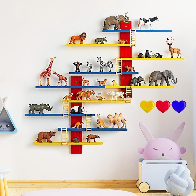 男女儿童房间设计软装布置攻略墙面上玩具置物收纳动物模型展示架