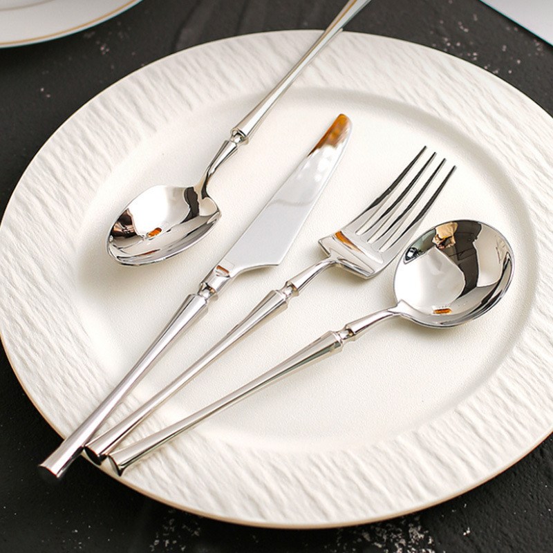 304不锈钢西餐具牛排刀叉勺套装餐勺甜品勺子商用长柄圆勺咖啡勺
