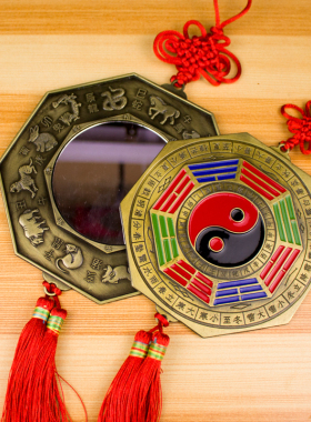 太极八卦镜平镜八卦家居摆件玻璃镜面十二生肖门挂饰居家挂件
