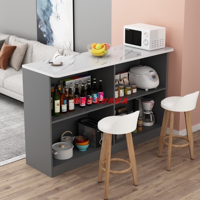 靠窗吧台桌家用实木厨房高脚餐桌窄客厅隔断阳台吧台桌靠墙一体式