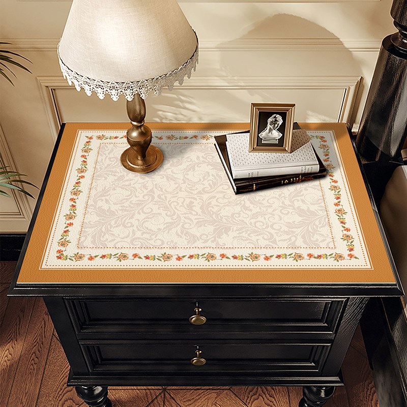 轻奢复古卧室床头柜防水防污免洗皮革垫高级感防烫小桌垫冰箱盖布