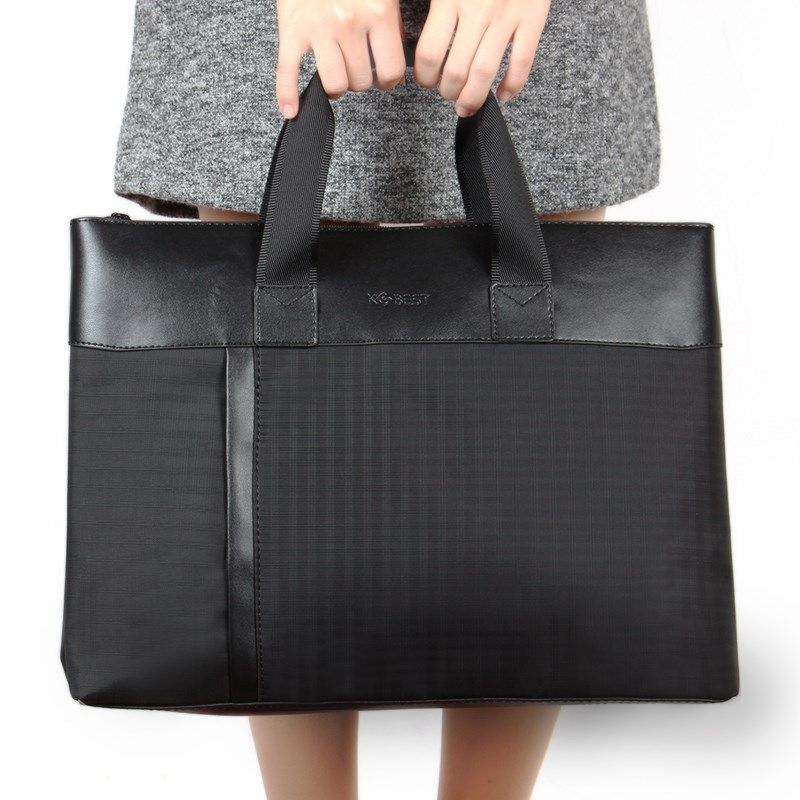 康百横版时尚公文包拉链手提文件袋A4资料袋男士帆布袋办公用品女