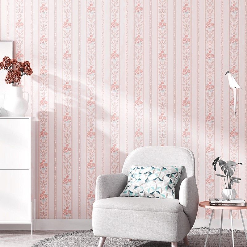 墙纸自粘卧室温馨防水粉色田园小花壁纸网红背景墙面宿舍装饰贴纸