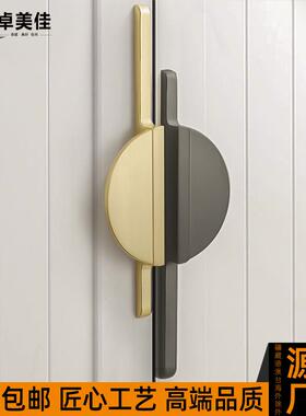 新款现代简约柜门拉手金色浴室柜橱柜灰色把手圆形对装衣柜门拉手