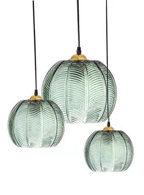 北欧后现代餐厅卧室吧台过道绿色树叶纹路玻璃小吊灯