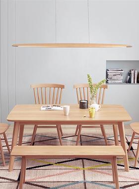 北欧餐厅吊灯长条前吧台极简一字设计师实木新中式餐桌吊灯具5118