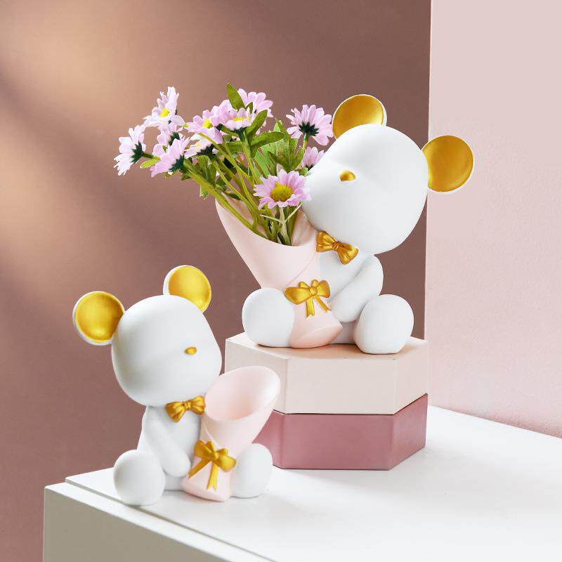 创意捧花暴力熊摆件家居客厅电视酒柜装饰品办公室桌面乔迁送送礼