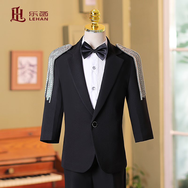 乐菡男童短袖流苏小礼服套装英伦