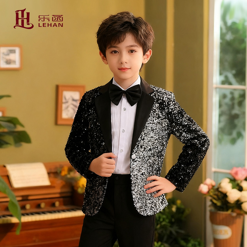 男生舞台亮片西装礼服亮片西服男