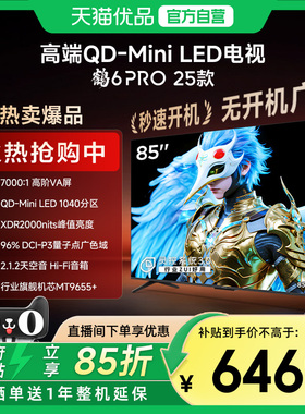 雷鸟鹤6 PRO 25款85英寸QD-MiniLED超高刷电视机补贴85S595C Pro