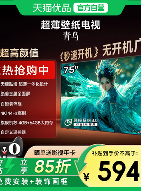 雷鸟青鸟75英寸无缝贴墙超薄一体化288Hz高刷电视机75S585C Slim