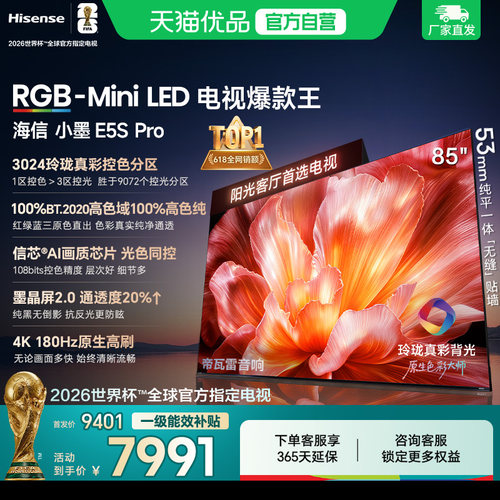 海信电视小墨85E5S Pro RGB-MiniLED玲珑真彩 墨晶屏E5Q PRO升级