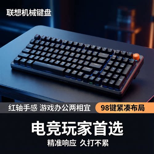 [政府补贴5%]联想机械键盘MK9电竞游戏有线青轴红轴键盘98键键盘
