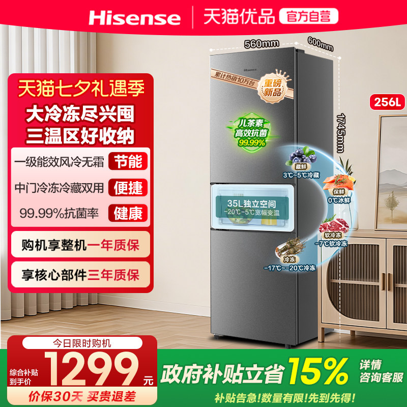 【903主推】海信冰箱BCD-256E3SRNKD变频三门冰箱图片