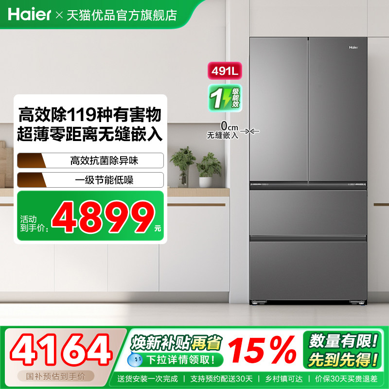 Haier/海尔 BCD-491WGHFDB5BFU1灰 冰箱