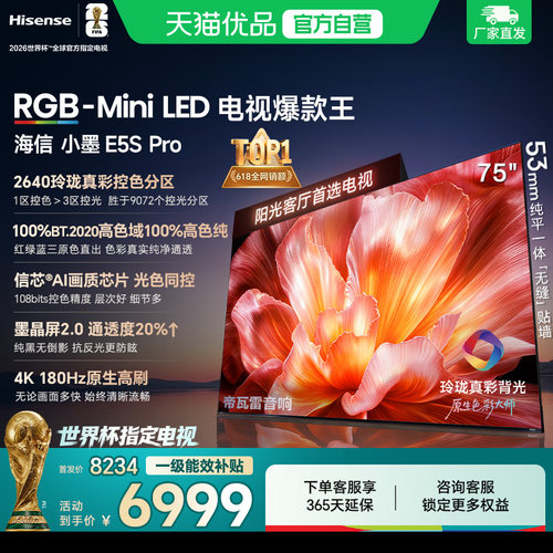 海信电视小墨75E5S Pro RGB-MiniLED玲珑真彩 墨晶屏E5Q PRO升级