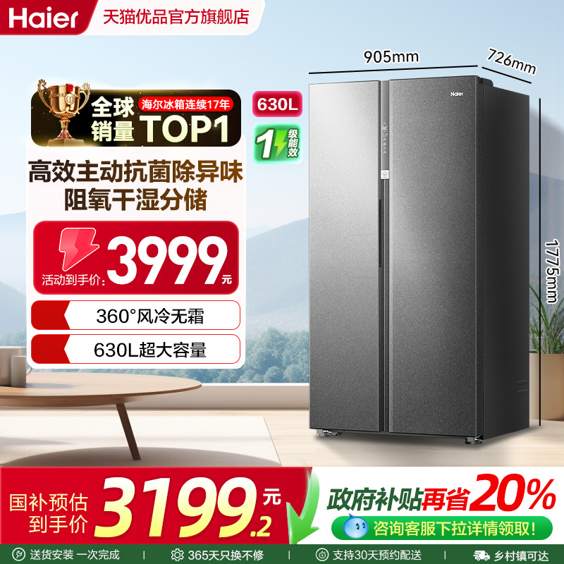 海尔高效除菌除异味冰箱对开双门