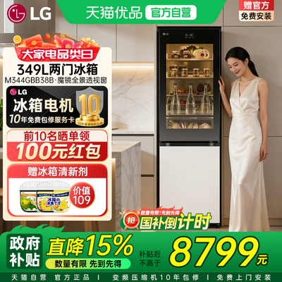 LG魔镜幻彩两门冰箱全景透视窗小容量全嵌拼接M344GBB38B线下款Y