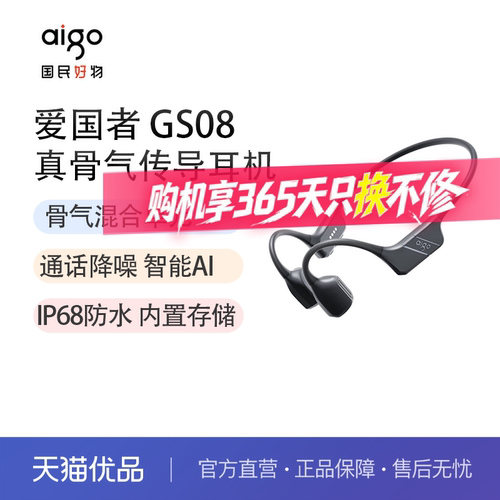 爱国者（aigo）GS08 Max 真骨传导蓝牙游泳耳机 骑行跑步运动耳机