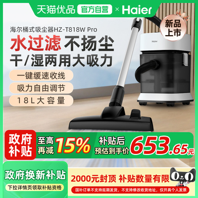 海尔吸尘器水过滤家用大吸力功率桶式开荒保洁强力工业美缝吸尘机