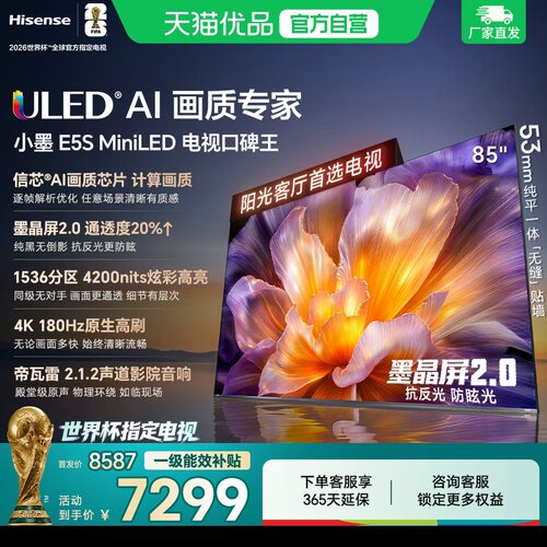 海信小墨E5S 85吋 U+MiniLED信芯 墨晶屏4200nits高亮E5QPro升级