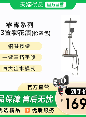 希箭（HOROW）霏霖系列0433枪灰色置物按键四功能花洒O2O