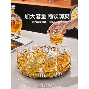 欧式 轻奢家用玻璃水杯子啤酒杯洋酒杯高档酒具 水晶威士忌酒杯套装