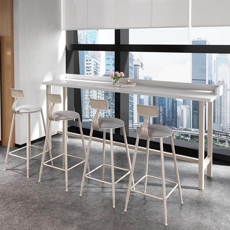 实木吧台桌家用靠墙酒吧铁艺长条桌子奶茶店靠窗阳台高脚桌椅组合