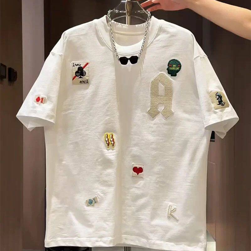 2025男士打底衫重磅基础净版半袖修身纯棉休闲百搭圆领T恤短袖潮