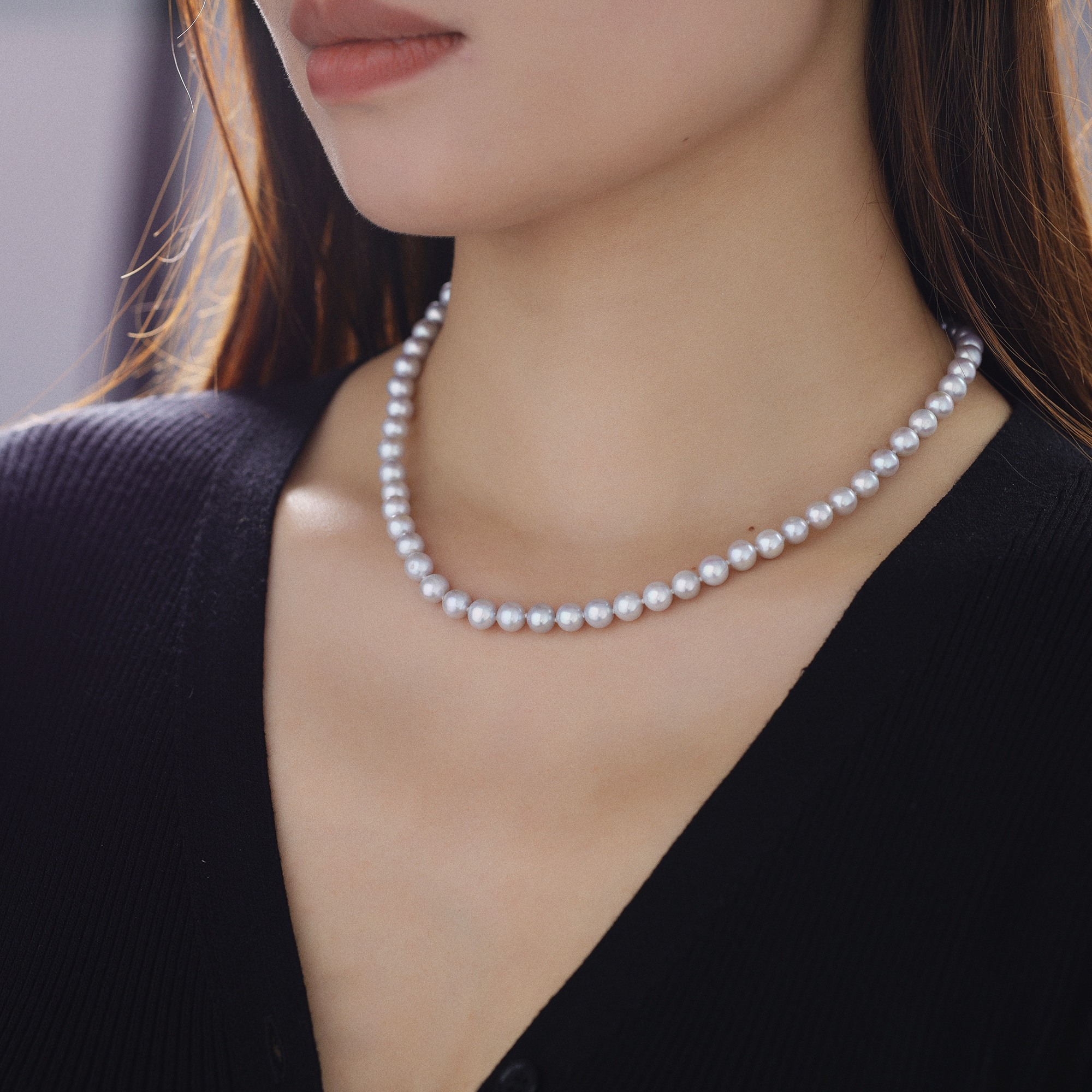 半觉灰色系低调奢华通勤百搭小香风绝美淡水珍珠项链 礼物可开票