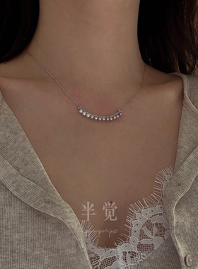 半觉彩虹桥草莓奶宝渐变设计款珍珠项链微笑链S925银